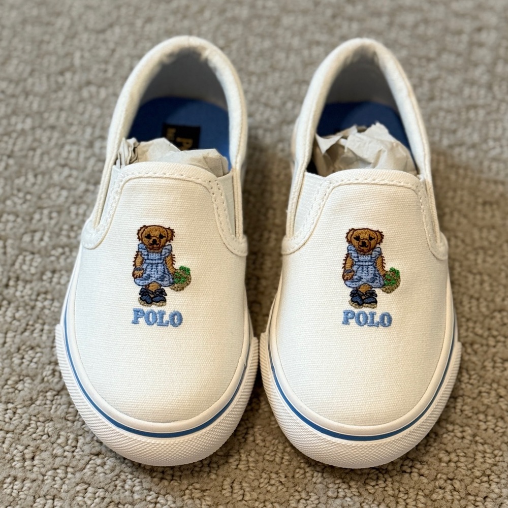 Polo Ralph Lauren Cream Slip on Toddler Girl Shoe Size 8